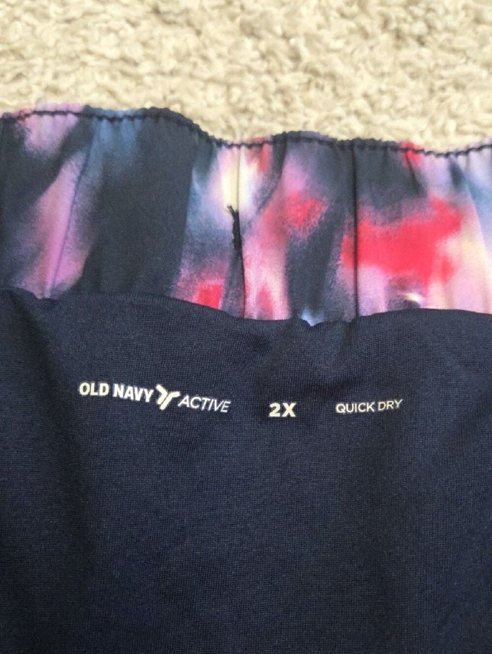 Old Navy Active Women’s Athletic Short in Multicolor Tie-Dye With Short Under. - Picture 3 of 7